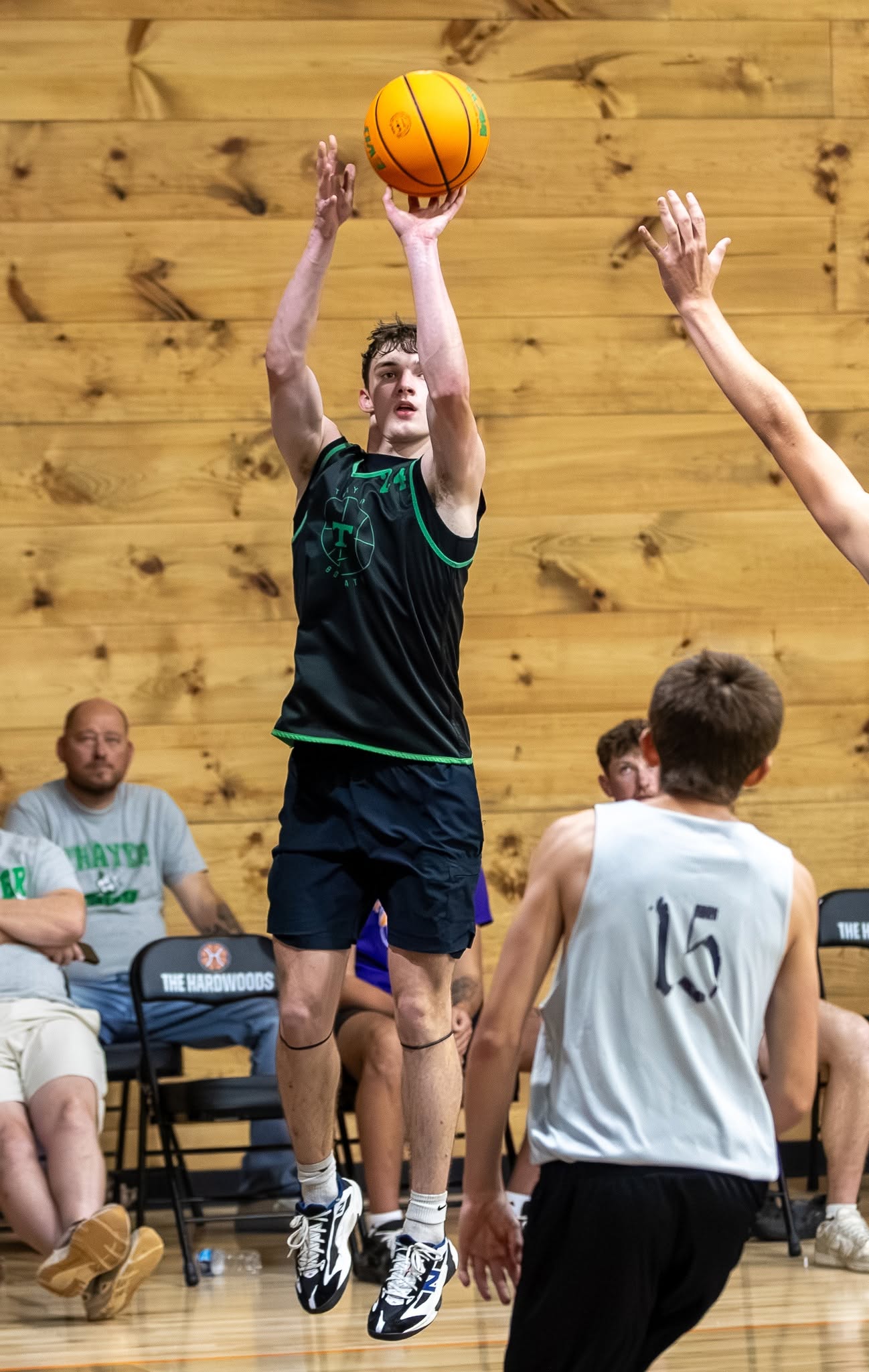3v3 basketball player taking a jump shot at The Hardwoods
